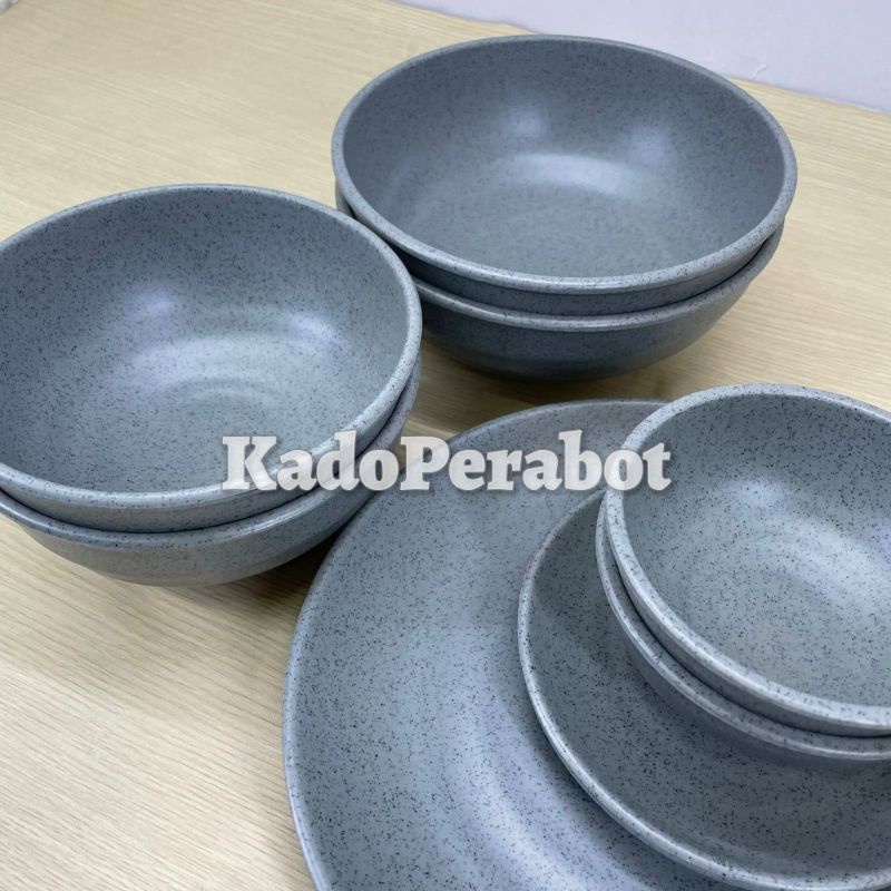 piring mangkok onyx - tempat makan onyx set - piring mangkok melamine