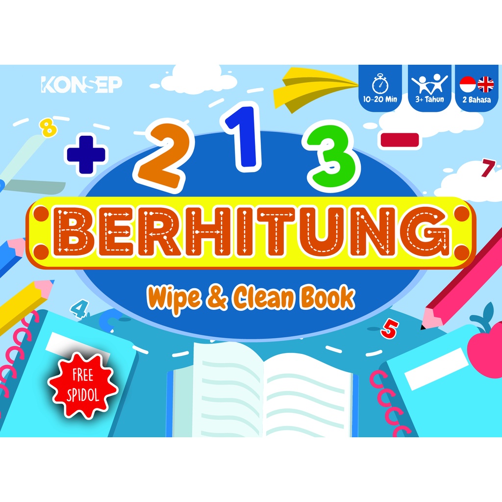 Konsep Wipe Clean Book 123 Berhitung Buku Edukasi Anak Belajar Menulis Membaca Anak Paud TK Toodler