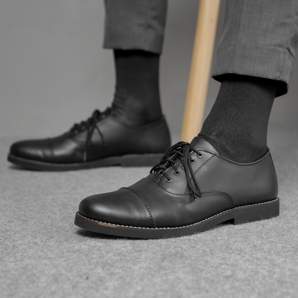 Harrison Black | Sepatu Pantofel Hitam Pria Formal Casual Laki Fantopel Kerja Pantopel | FORIND JACK