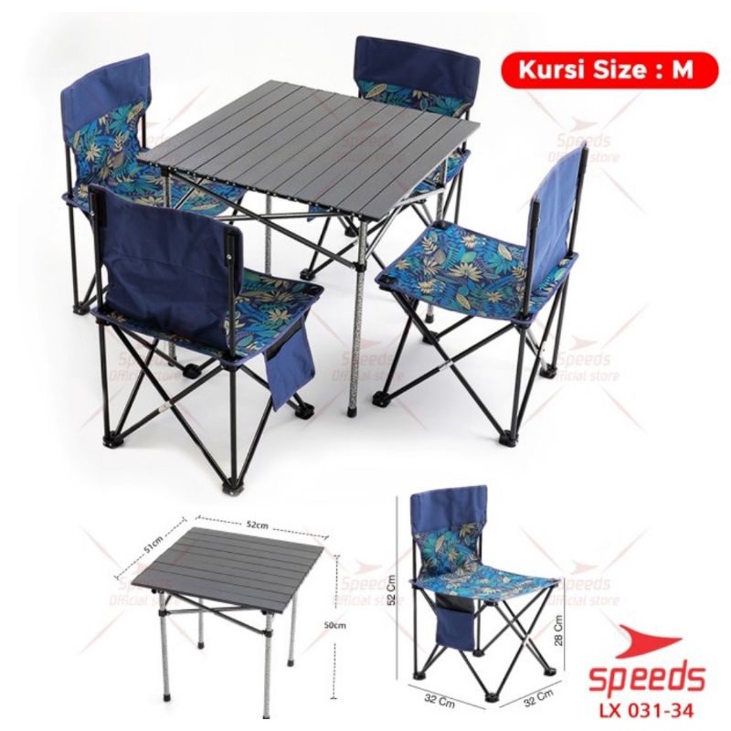 Set meja kursi camping bersantai set kursi lipat meja lipat piknik camping keluarga team