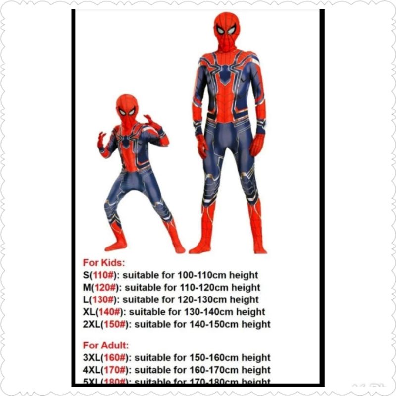 Kostum Spiderman Anak dan Dewasa Avenger Superhero Costume laki costplay merah