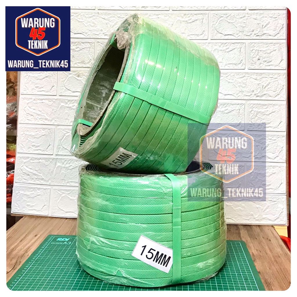 Plastik Strapping Straping Band 15 mm Berat 7 kg Tali Hijau Straping