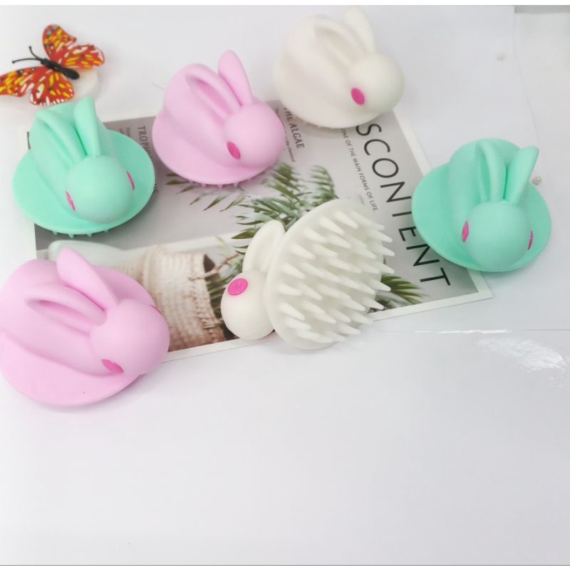 Sisir Keramas Silicon Sisir Bulat Karakter Kelinci Lucu Aesthetic