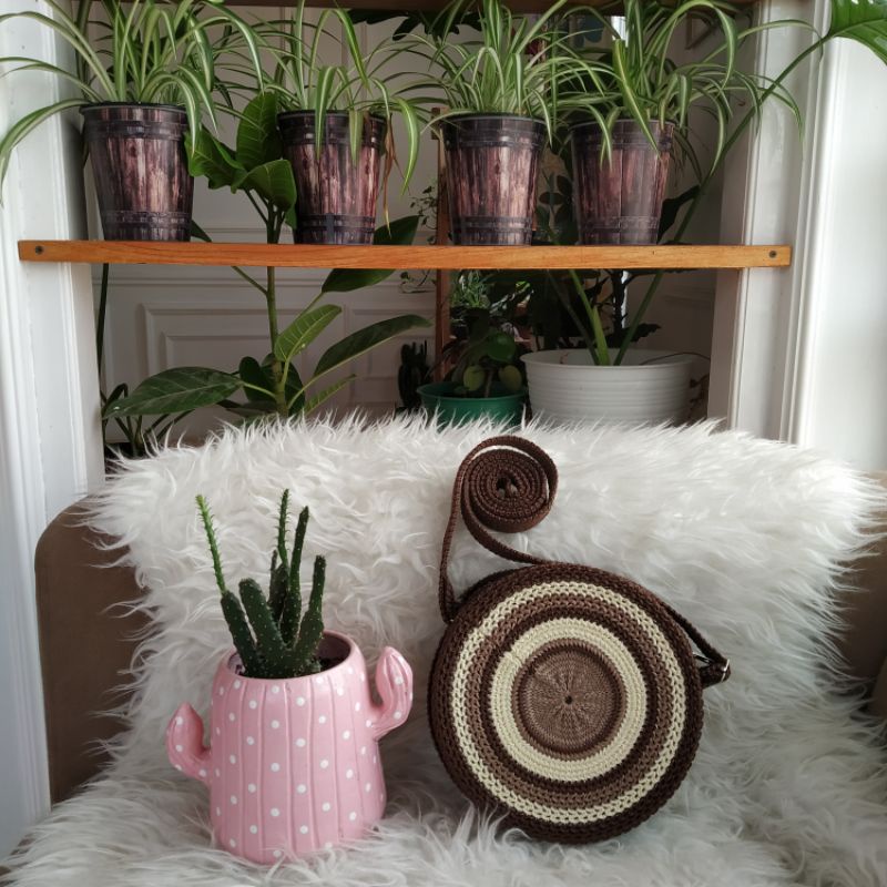 TAS RAJUT BULAT MURAH WANITA KEKINIAN / SLING BAG