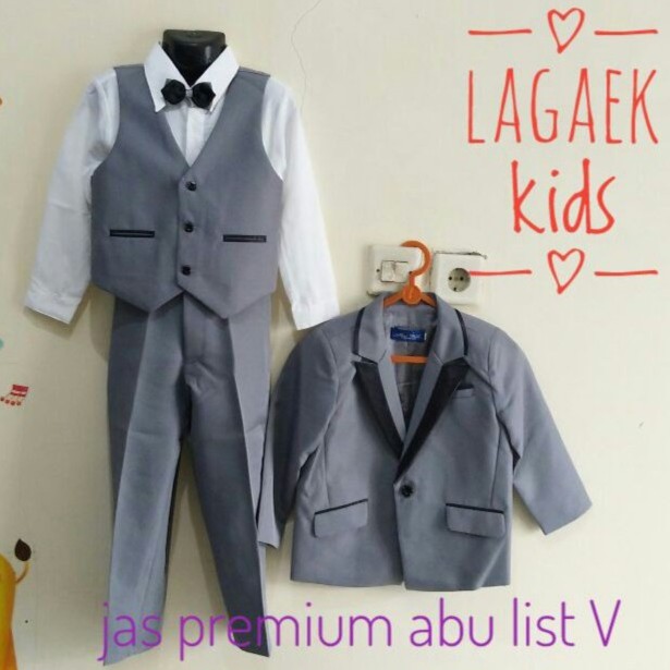 Jas Anak Laki 8in1 Usia 1 2 3 7 8  Tahun Premium ABU - Setelan Pesta Anak Cowok Dasi Kupu V Keren Casual Set Lengkap Banget