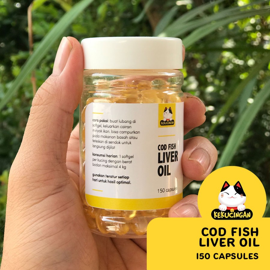 Minyak Ikan COD Fish Liver Oil Vitamin Bulu Rontok Kucing Anjing Kekucingan 150 Kapsul