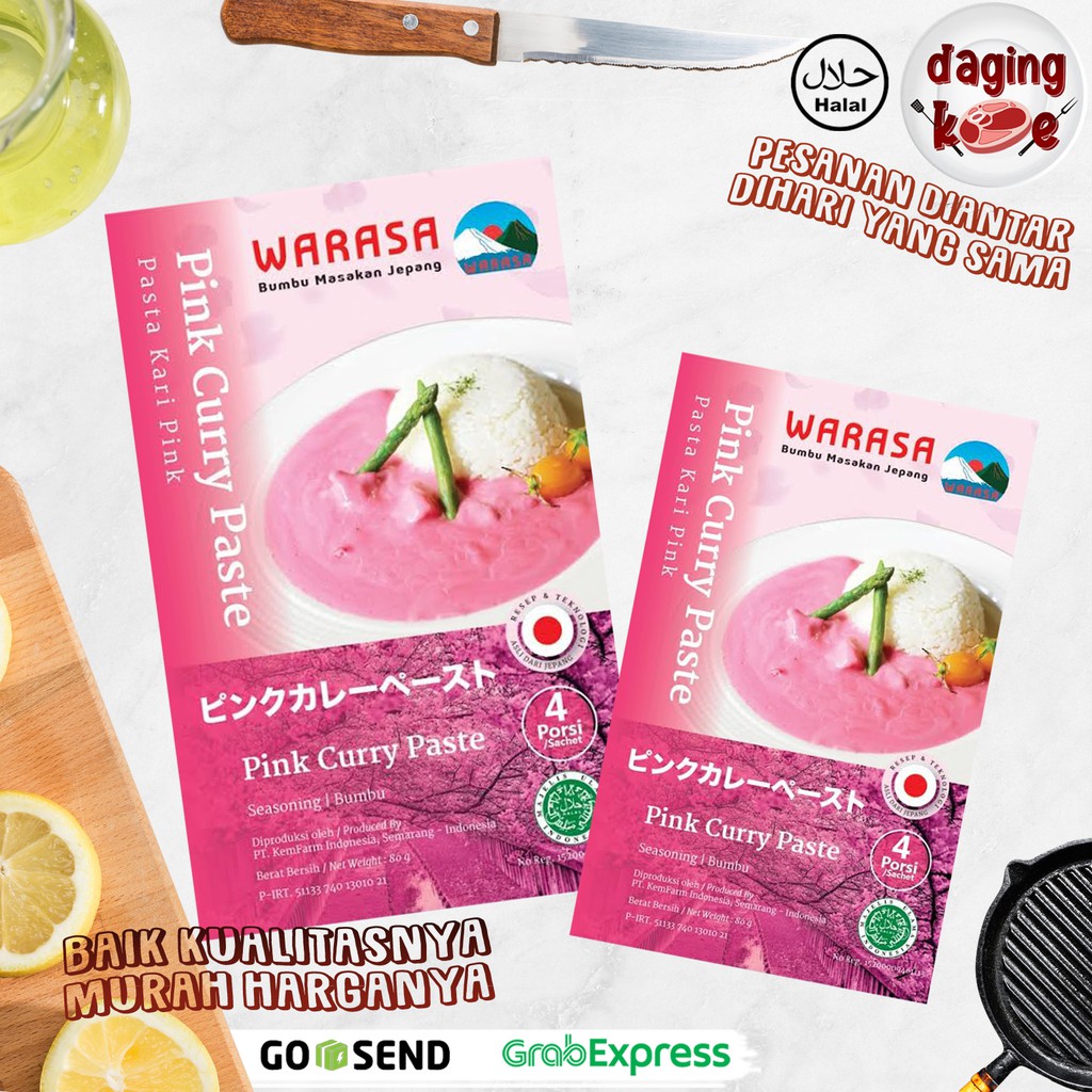 

BUMBU INSTAN PASTA KARI PINK ( PINK CURRY PASTE ) WARASA NP MSG 80 gr DK058