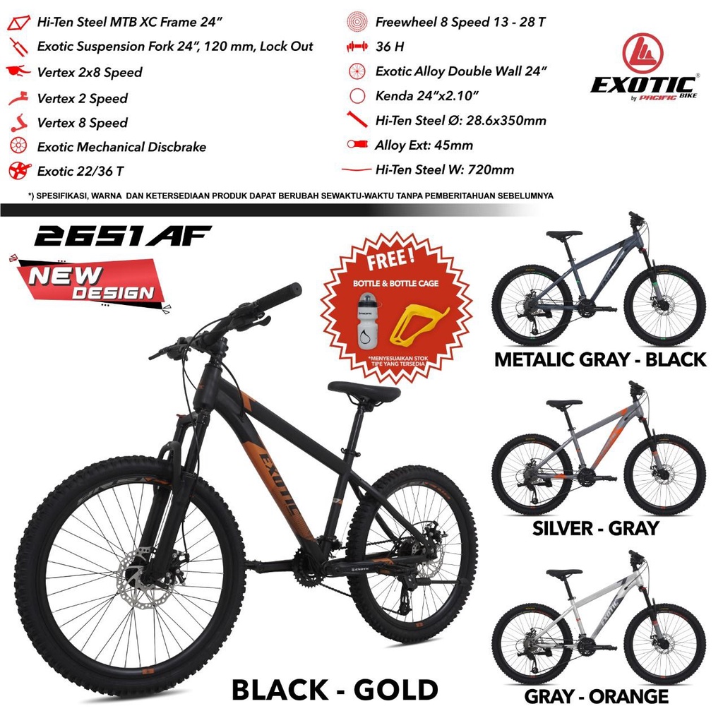 Mutiara Sepeda -  Sepeda MTB 24 Inch Exotic ET 2651 AF Sepeda Gunung