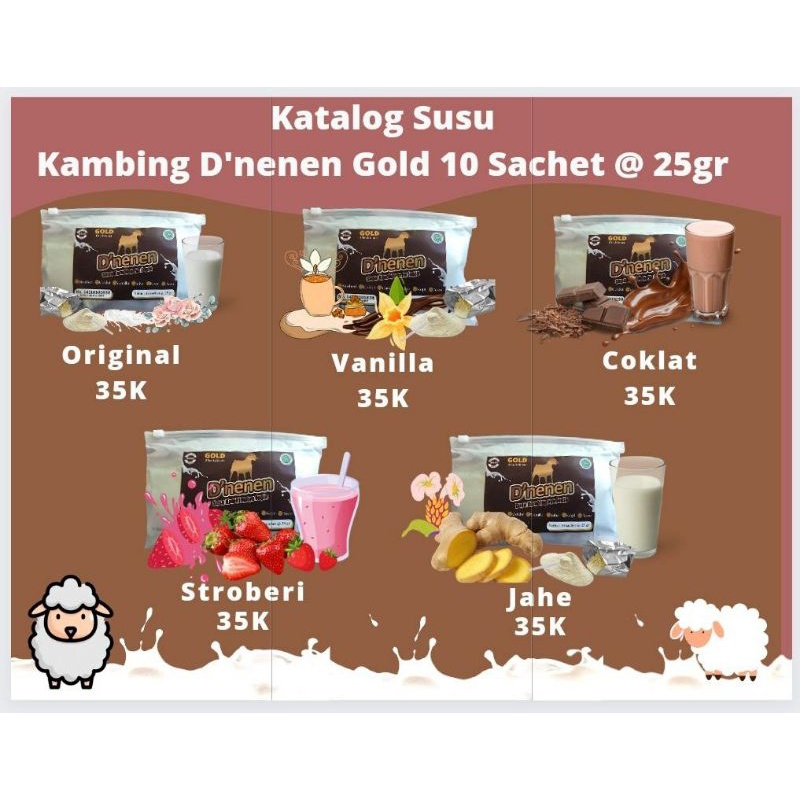 

Susu Kambing Etawa Bubuk D'Nenen Gold Sachet (Pakai Krimer)