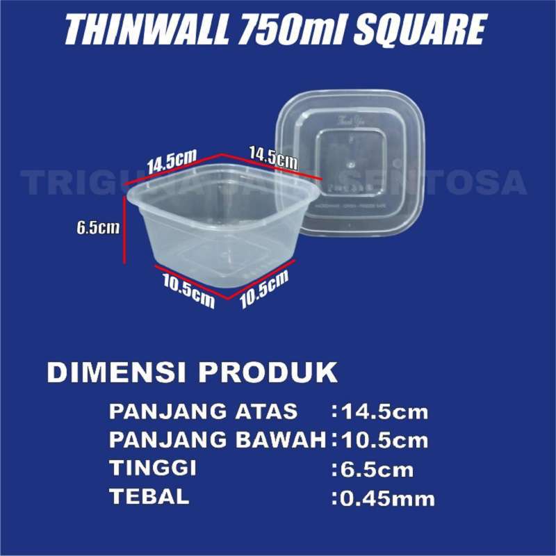 Thinwall Square SQ 750ml Food Container Box Kotak Makanan Dus Semua Jasa kirim