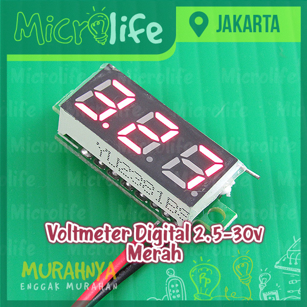 Voltmeter Digital Micro Merah 2.5-30v DC 0.28 Inch Red