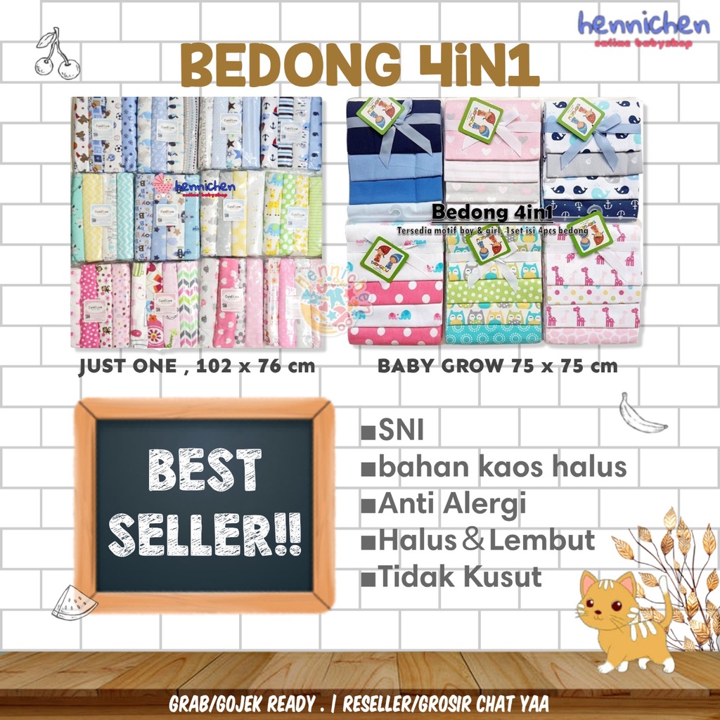 PILIH MOTIF 4 Pcs bedong 4in1 Besar / FLANEL / Kolaco / BABY GROW / CATTLE / SELIMUT JUST TO YOUR / JUST ONE YOU