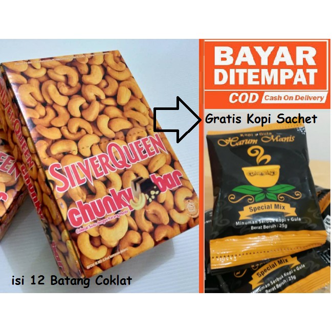 

Silverqueen Chunkybar 33gr Kemasan Kotak isi 12pcs Cocok untuk Hadiah
