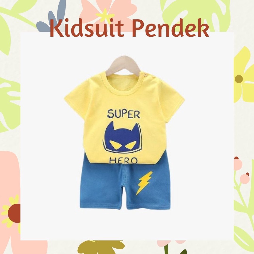 plazababyku KIDS SUIT PENDEK Setelan Anak Bahan Kaos Lengan +Celana Berkualitas Import 0-3 Tahun ebv