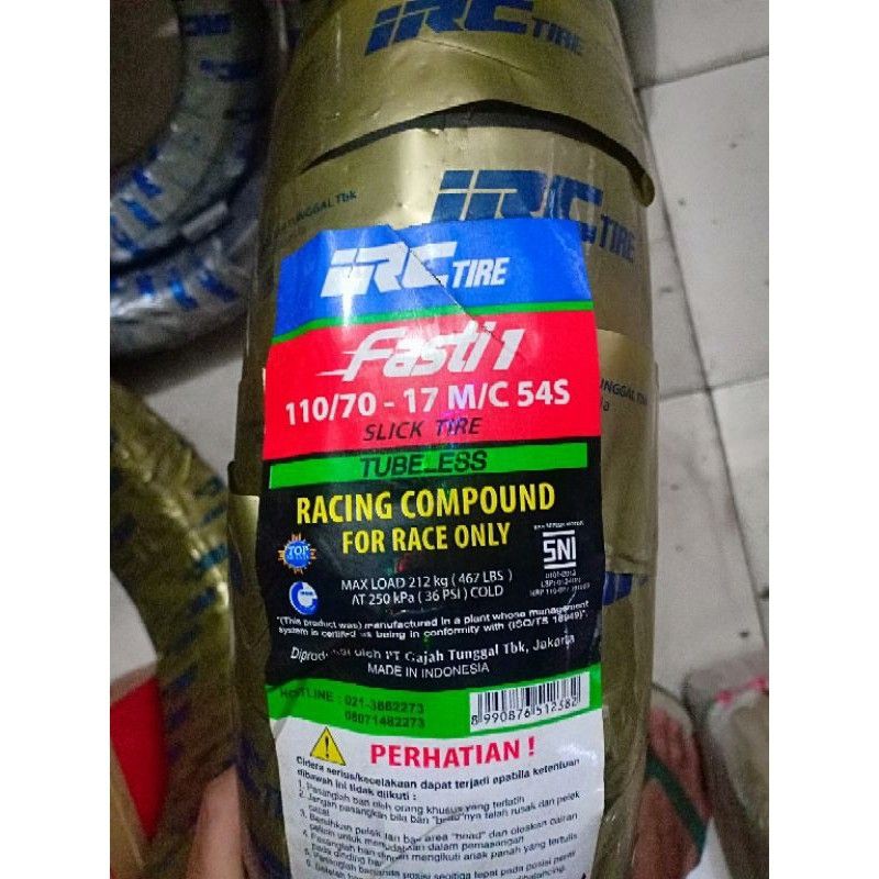 ban irc fasti 1 ring 17 ukuran 110-70/17 soft compound.ban slick