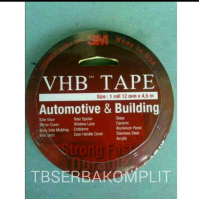 

Double Tape 3M VHB 12mm x 4,5mm Asli Multifungsi aplikasi mobil motor perekat permanen besi kaca