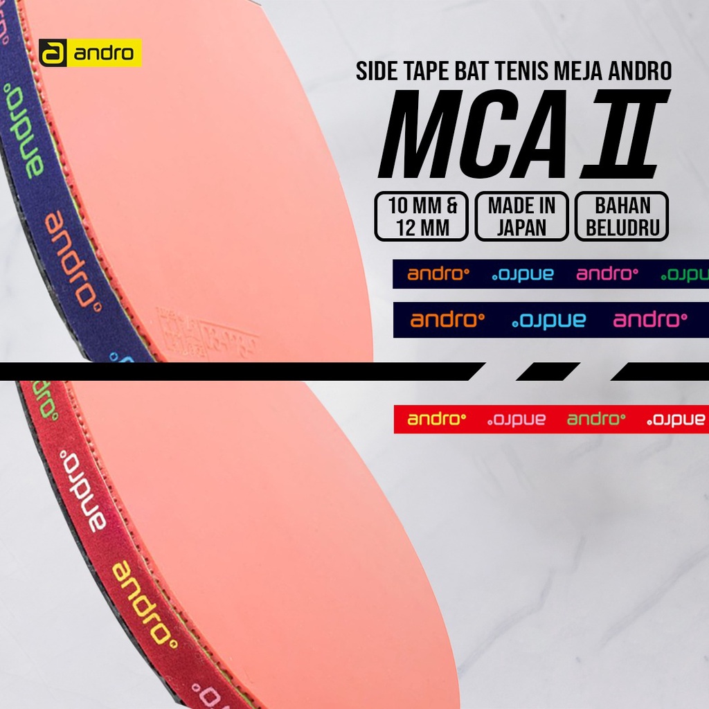 Side Tape Kayu Bat Tenis Meja Andro Edge Tape Velvet Bludru Japan