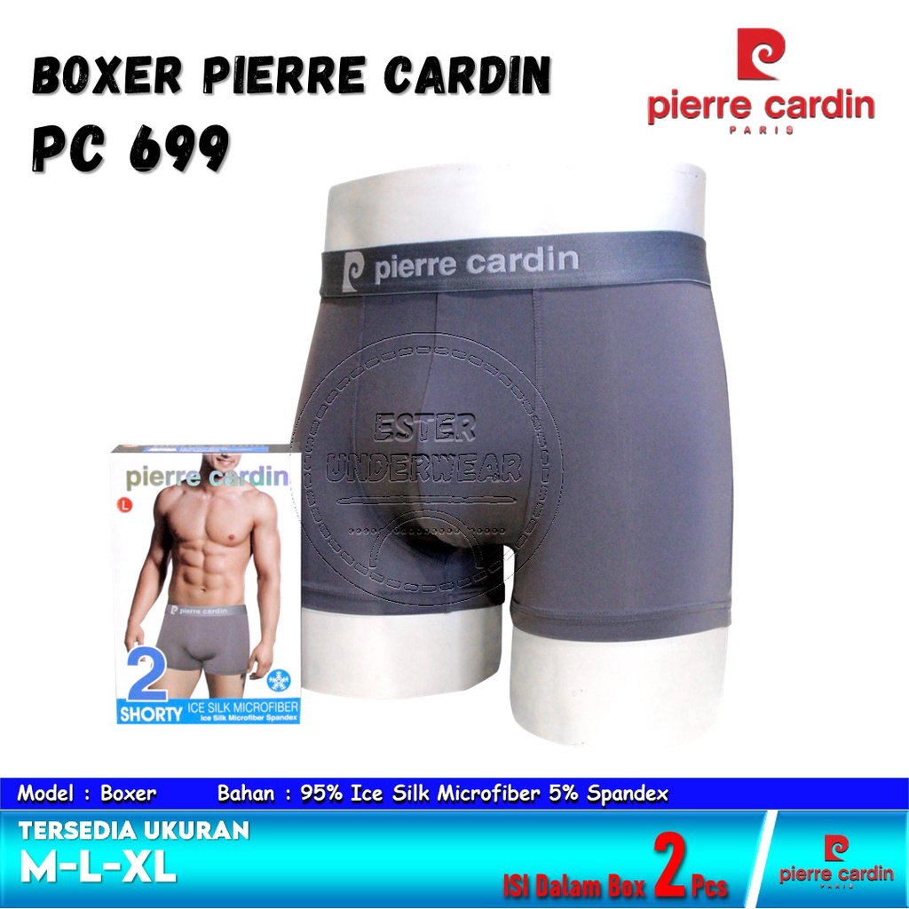 Pierre Cardin Celana Boxer Pria Bahan Ice Silk Microfiber PC 699 Isi-2Pcs