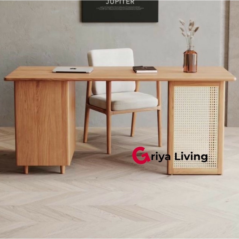 meja kerja rotan jati - meja kantor