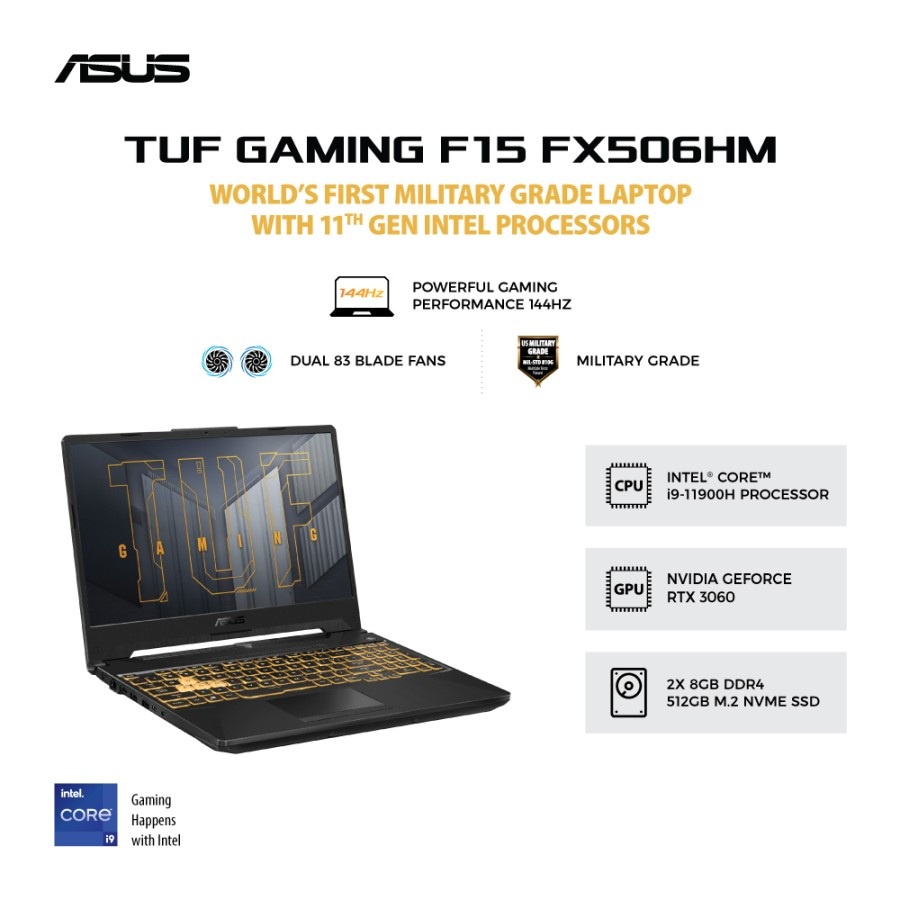 ASUS TUF GAMING F15 FX506HM I936B6G-O Core i9 11900H 16GB RTX3060 W10