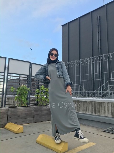 Ariana Long Dress ( Best Seller ) TEBAL RECOMMENDED dress panjang polos tangan buntung untuk daleman