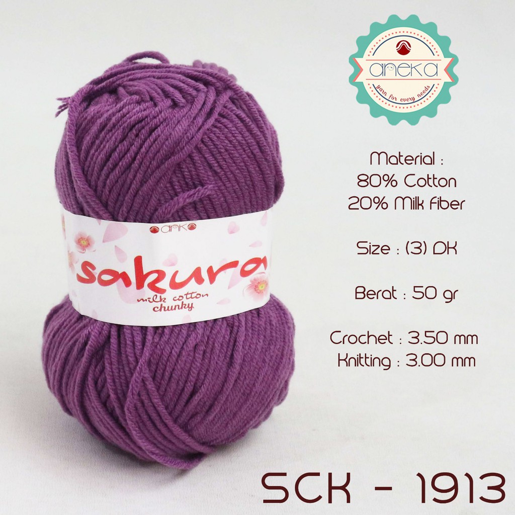 Benang Rajut Katun Susu Sakura Milk Cotton - 1913