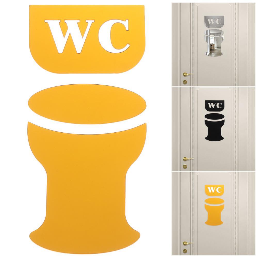 Preva Stiker Cermin WC/Toilet Toilet Kreatif Hotel Kantor Kamar Mandi Dekorasi Tanda Pintu Huruf Inggris