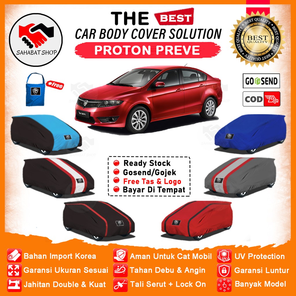 Sahabat Body Cover Mobil Preve / Sarung Penutup Proton Preve Outdoor / Mantel Tutup Selimut Pelindung Jas Mantol Kerodong Kelambu Pembungkus Kerudung Tutupan Terpal Bungkus Mobil Sedan Preve Waterproof Anti Air Model Orange