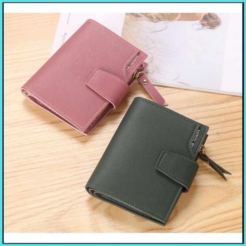Dompet Kecil Wanita Kartu Lipat Pendek Cewek Korea Dompet Kulit Simple