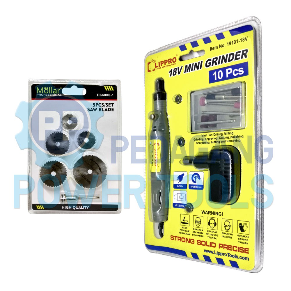 BUNDLING LIPPRO MINI GRINDER SET 10 PCS BATERAI 18V &  SAW BLADE 5 PCS