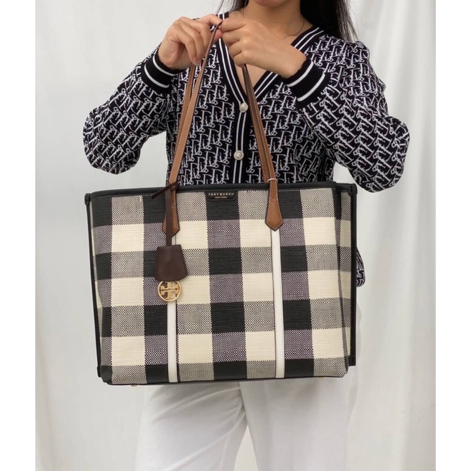 TB Perry Gingham Triple Compartment Tote Bag