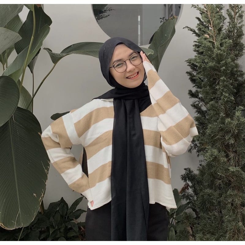 FUJI SWEATER SKRIPE / CROP RAJUT WANITA / SWEATER FUJI / CROPTOP WANITA / PAKAIAN RAJUT / FUJI  / LIDYA DANIRA