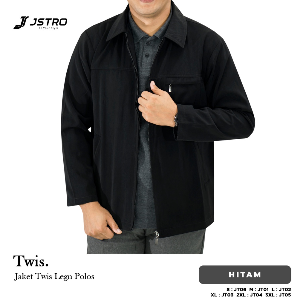 Jstro Jasket Pria Twis Polos Hitam