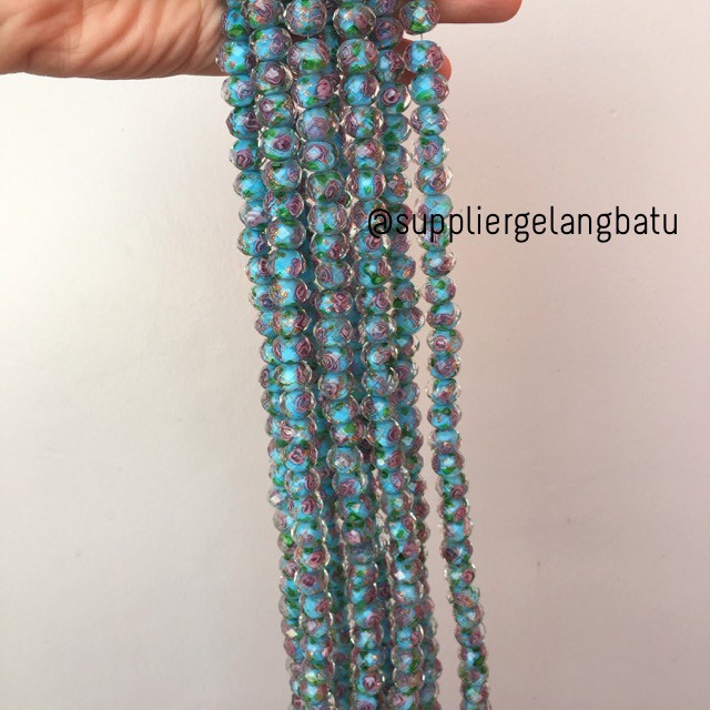 Lampwork kristal Murano 14x12mm bahan crystal ceko mawar biru premium beads supplier aksesoris beads