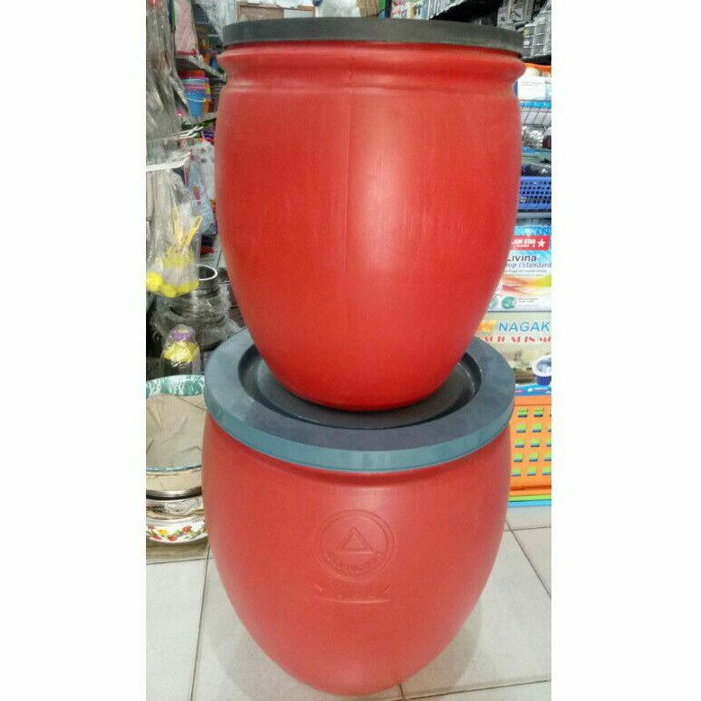 Ember guci merah/ ember tutup/ guci air plastik