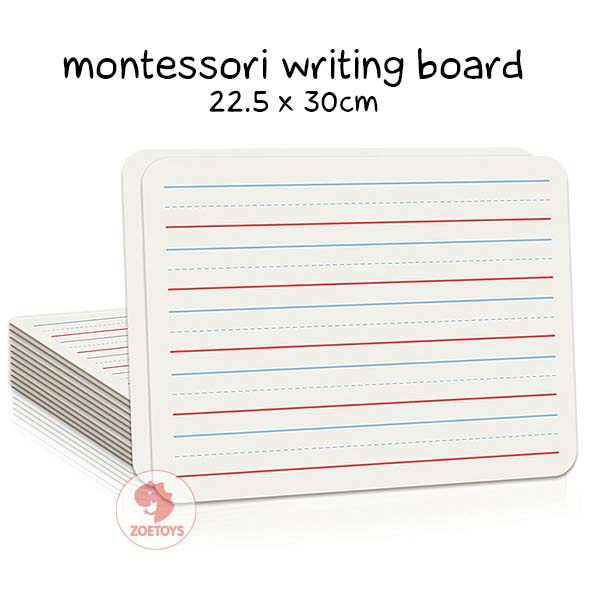 Zoetoys Montessori Writing Board 22.5 X 30cm | White Board Two Side Papan Tulis Dua Sisi | Wipe Clean Mainan Edukasi Anak