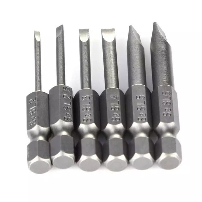 Mata Obeng Cordless Drill Set 6pc Magnetic Hex Flat Slotted 50mm *PH67