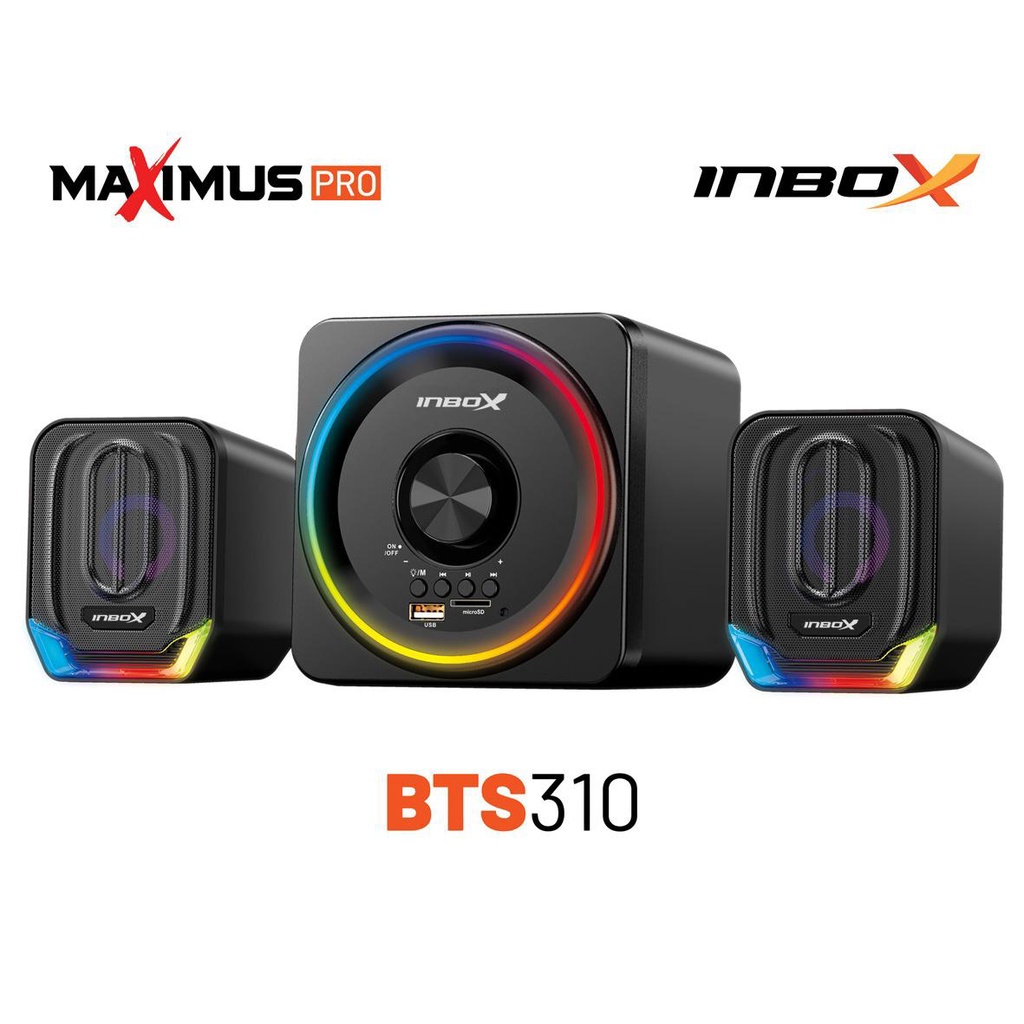 Speaker Bluetooth Komputer/Laptop Inbox BTS310 Maximus Pro RGB Speaker BT, FM Radio, USB, TF Card &amp; Remote Control