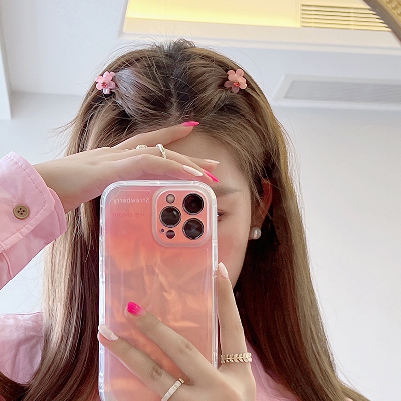 MINI FLOWER SHAPE PINK GREEN PONYTAIL HAIR CLIP SMALL CUTE WARNA POLOS JEPIT JEPITAN BUNGA KECIL PONI RAMBUT LUCU KOREA KOREAN STYLE GLOSSY HIJAU MERAH MUDA