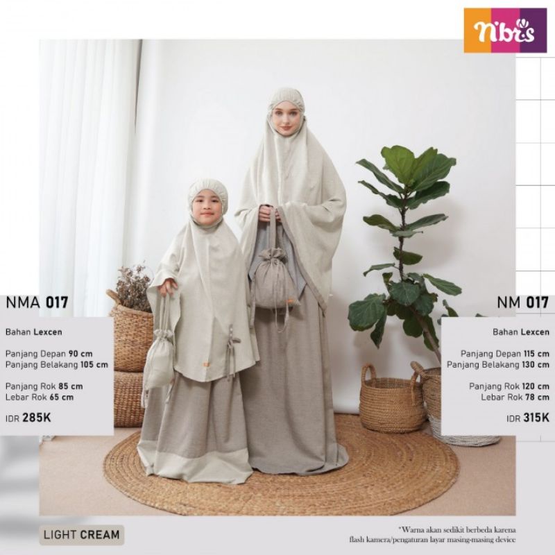 MUKENA COUPLE NIBRAS 2022, NM 017, NMA 017, Mukena Dewasa Nibras, Mukena Anak Nibras