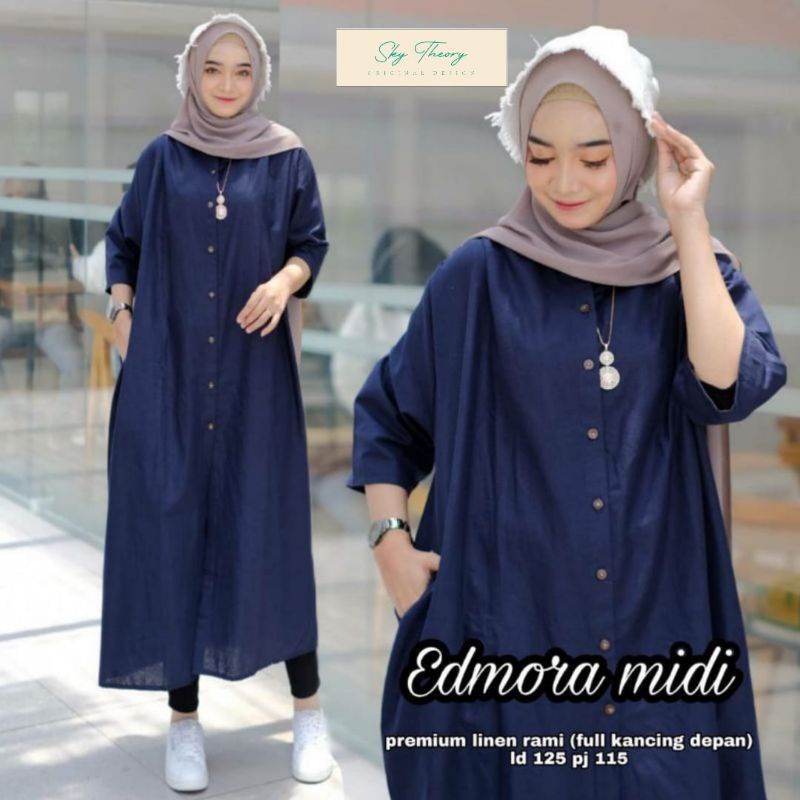 Midi Dress Polos Terbaru Baju Busui  Remaja Kekinian Terlaris pakaian Wanita Terbaru Tunik Terlaris Baju Santai Wanita Casual Pakaian Polos wanita full Kancing fashion ootd wanita