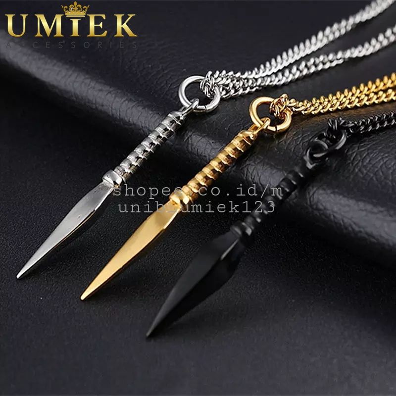 Kalung Pria Cowok Titanium Rantai Emas gold silver putih perak Hitam black rante liontin asli cowo l