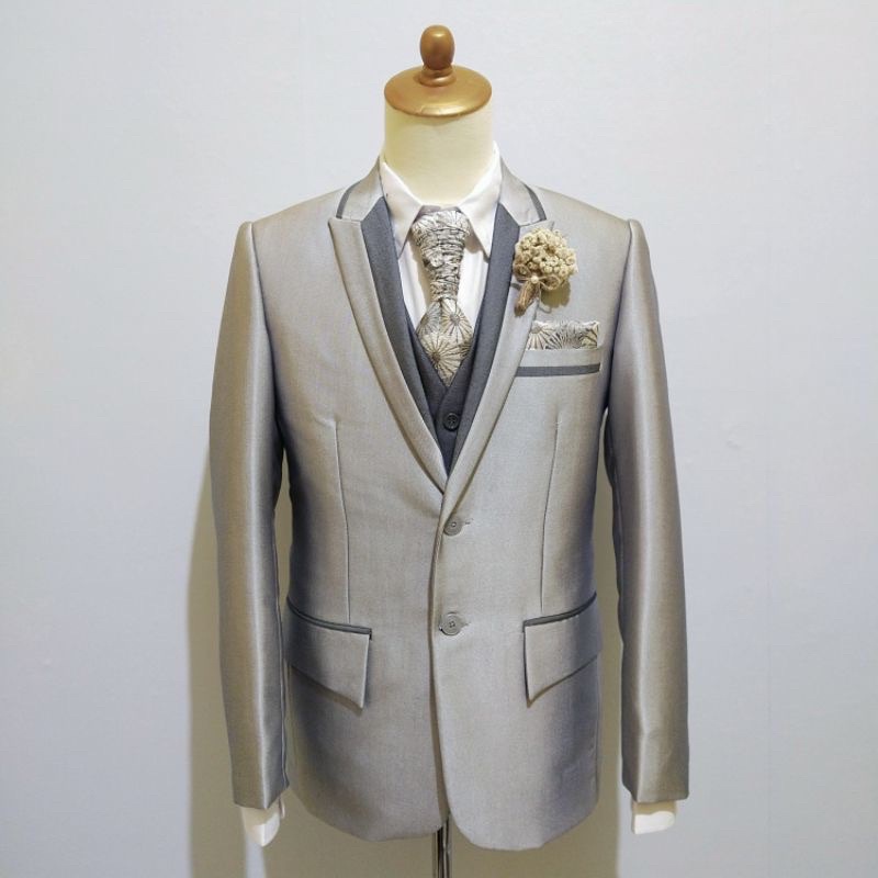 setelan jas Silver, Jas pria,Jas nikah, Jas pengantin