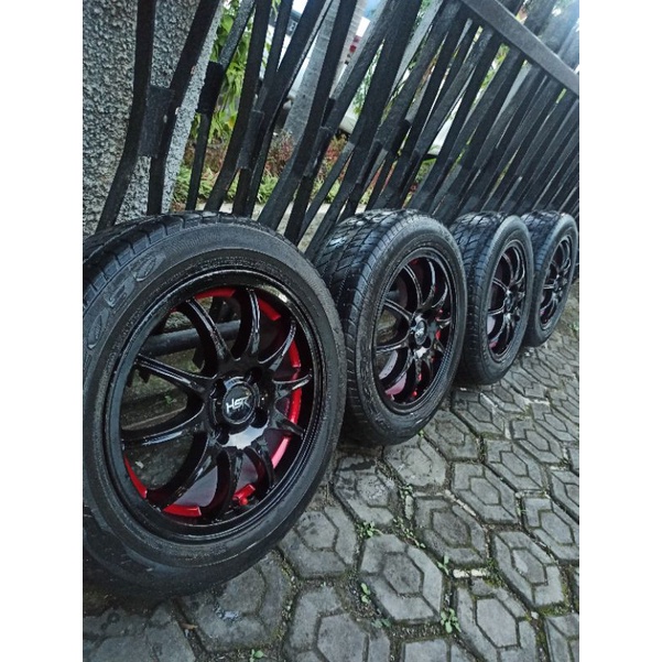 4 Velg r15 PCD 100+Ban 185/60 Brio calya sigra agya ayla vios jazz yaris karimun sirion ignis etios aerio baleno soluna civic city