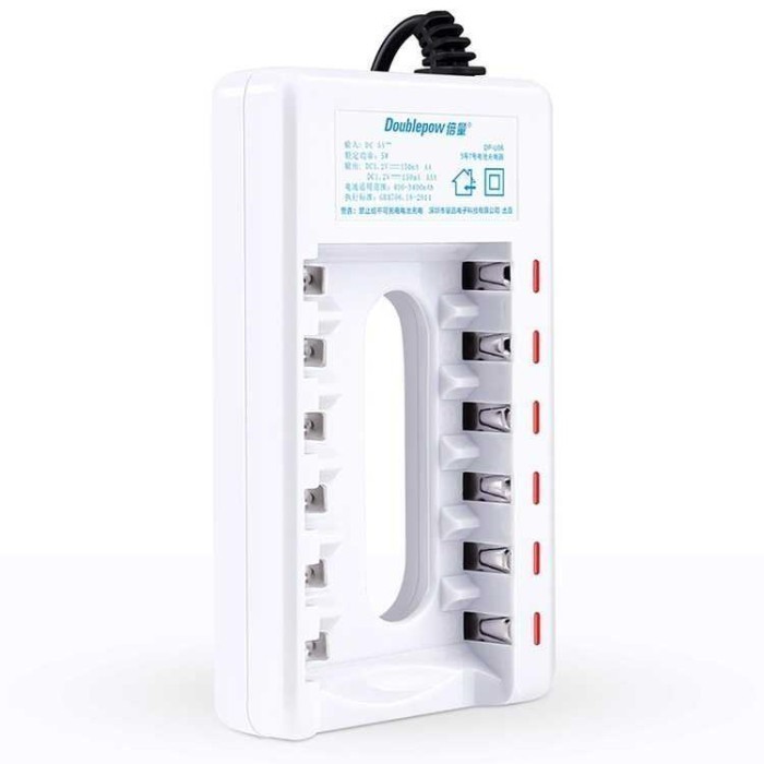 Charger Baterai 6 Slot Free 6Pcs AAA 6Pcs AA