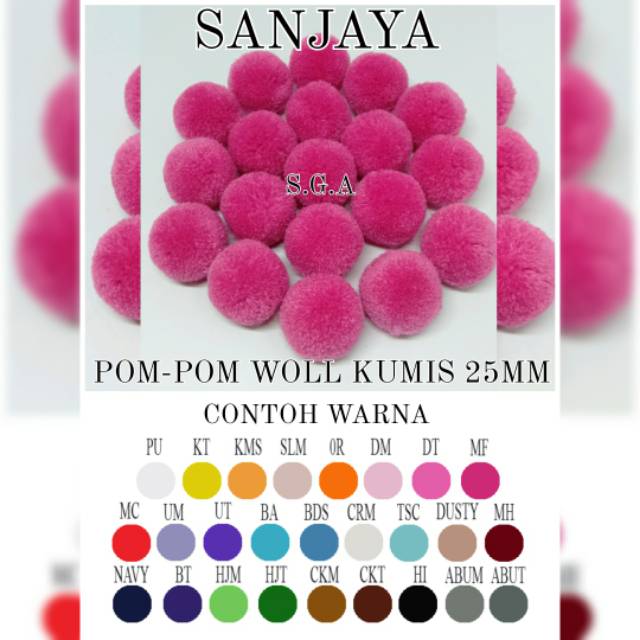 POM POM BOLA / POM POM WOL GLITER KUMIS / POM POM WARNA WARNI / POM POM AKSESORIS / POM-POM WOL KUMIS 25MM