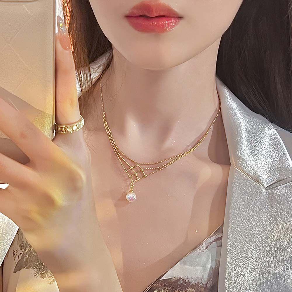 Mxbeauty Mutiara Liontin Kalung Trendi Manis Minimalis Hadiah Pacar Choker Gadis Gaya Korea Necklace