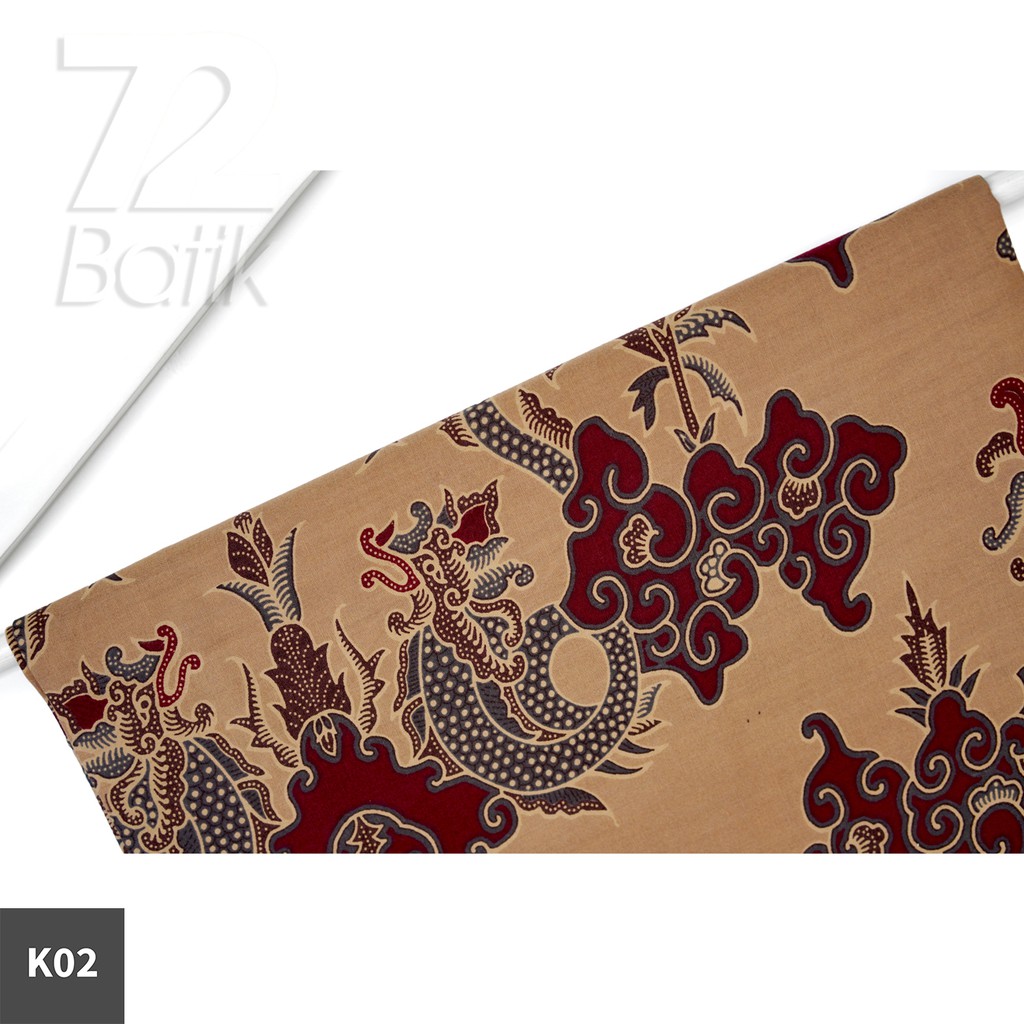 KAIN BATIK PREMIUM Bahan Katun Motif Naga Kembar Warna Coklat Cream Putih Tulang 729284 Cap 72 Jarik Jarit Samping Kebat Panjang Batik Katun Modern Premium Bahan Seragam Batik Pernikahan Kantor Keluarga Murah Kamen Jadi Batik Bali Lembaran