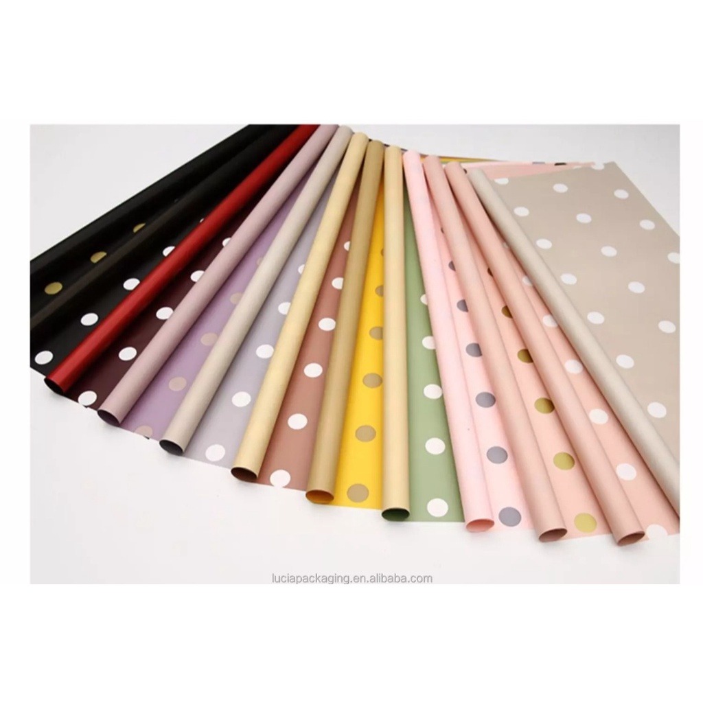 

(1 pcs) Kertas Bunga Bicolor Polkadot Cellophane paper florist buket