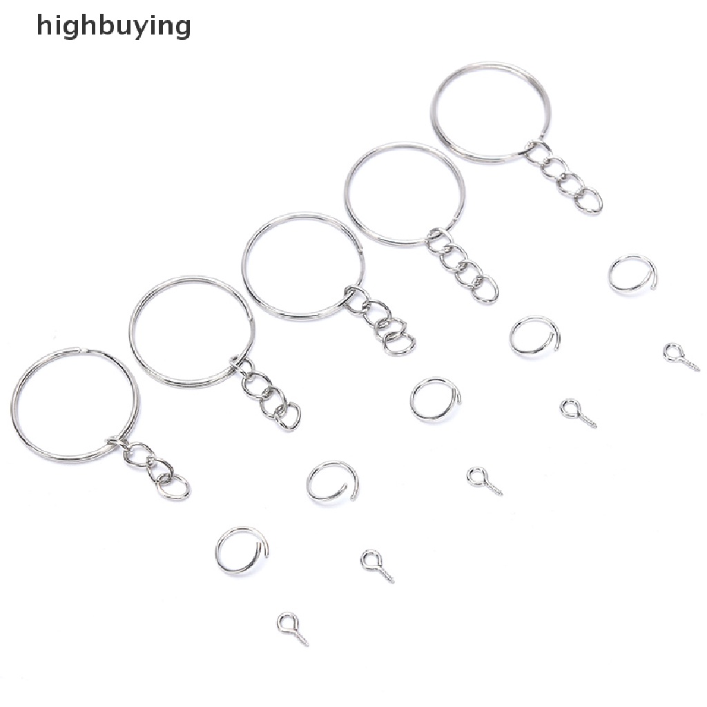 Hbid 150pcs Ring Gantungan Kunci DIY Dengan Mata Sekrup